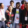 Bollywood actors Rahul Bose, Arshad Warsi and Bipasha Basu during the Delhi Half Marathon, in New Delhi