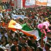 Participants during the Delhi Half Marathon, in New Delhi