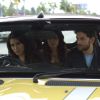 Neil,Bipasha and Sophie sitting on a taxi