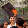 Kolkata: Tollywood actress Paoli Dam celebrates kites festival during the eve of up coming New Year 2011 in kolkata on Friday. .