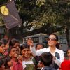 Kolkata: Tollywood actress Paoli Dam celebrates kites festival during the eve of up coming New Year 2011 in kolkata on Friday. .