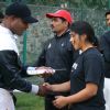 West Indies cricketerBrian Lara gives tips to young cricketers at Ferozshah Kotla  stadium in New Delhi on Tuesday. .