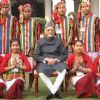 The Tableaux artists who   participated in Republic Day Parade with Vice President  M. Hamid Ansari at his residence, in New Delhi. .