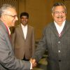 Chhattisgarh CM Dr Raman Singh and Home Secretary G S Pillai  at the Chief Ministers  Conference, in New Delhi on Tuesday 1 Feb 2011. .