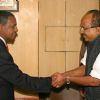 Agriculture Minister of Ethiopia, Tafera Derbew with Minister of State for Consumer Affairs, Food & Public Distribution, Prof. K.V. Thomas in New Delhi on Tuesday 1 Feb 2011. .