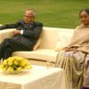 Lok Sabha Speaker Meira Kumar and Union Finance Minister Pranab Mukherjee during a meeting with political leaders in New Delhi on Mon. .