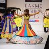 A model displays designer Sabashe by Sabah Khan's creations during the Lakme Fashion Week day 4 in Mumbai. .
