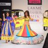 A model displays designer Sabashe by Sabah Khan's creations during the Lakme Fashion Week day 4 in Mumbai. .
