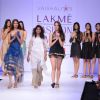 Models displays designer Vaishali's creations during the Lakme Fashion Week day 4 in Mumbai. .