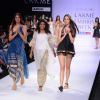 Models displays designer Vaishali's creations during the Lakme Fashion Week day 4 in Mumbai. .
