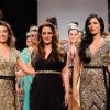 Model displays designer Priya Puri's creations during the Lakme Fashion Week day 4 in Mumbai. .
