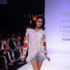 A model displays designer Purvi Doshi's creations during the Lakme Fashion Week day 4 in Mumbai. .