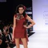 A model displays designer Purvi Doshi's creations during the Lakme Fashion Week day 4 in Mumbai. .