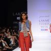 A model displays designer Purvi Doshi's creations during the Lakme Fashion Week day 4 in Mumbai. .