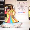 A model displays designer Sabashe by Sabah Khan's creations during the Lakme Fashion Week day 4 in Mumbai. .