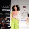 A model displays designer Anupama Daya's creations during the Lakme Fashion Week day 4 in Mumbai. .