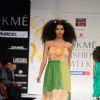 A model displays designer Anupama Daya's creations during the Lakme Fashion Week day 4 in Mumbai. .