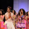 Models displays designer Anupama Daya's creations during the Lakme Fashion Week day 4 in Mumbai. .