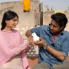 Abhishek and Sonam with a pigeon