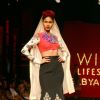 A model showcasing designer Sabyasachi's creation at the Wills Lifestyle India Fashion Week's Grand Finale ,in New Delhi on Sunday. .