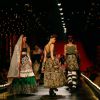 Models showcasing designer Sabyasachi's creations at the Wills Lifestyle India Fashion Week's Grand Finale ,in New Delhi on Sunday. .