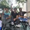 Hrithik, Farhan, Katrina, Kalki, Abhay flag off their road tour from Mumbai to Delhi to promote their film Zindagi Na Milegi Dobara at Mehboob Studios in Bandra, Mumbai