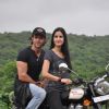 Katrina and Hrithik in bike as pillion to promote their film 'Zindagi Na Milegi Dobara', Filmcity