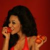 Brand Ambassador of Spanish Tomatina Festival model Vedita Pratap Singh plays with tomatoes and has fun in Mumbai