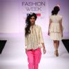 Model displays designer VJ Balhara's creation during the Lakme Fashion Week Day 3 in Mumbai. .