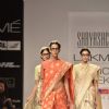 Models display creations by designer Sabyasachi during Lakme Fashion Week Day 3 in Mumbai. .