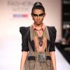 Model display creations by designer Ruchika Sachdeva during Lakme Fashion Week Day 3 in Mumbai. .