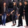 Designers Karan Johar and Varun Bahl with Imran Khan and Katrina Kaif during their show at the Van Heusen India Mens Week,in New Delhi
