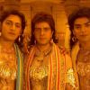 Vije Bhatia : Gurmeet(Ram) with actors Ankit  Arora (Lakshman) and Vijay Bhatia (Bharat) on the sets of Ramayan