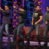 Akshay Kumar and John Abraham promote their film Desi Boyz on the sets of Bigg Boss Season 5 with Salman Khan and Sanjay Dutt at ND Studios in Karjat