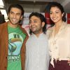 Ranveer Singh ,Maneesh Sharma and Anushka Sharma at Reliance Digital to promote their film
