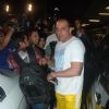 Sanjay Dutt and sumo wrestler Yamamotayama at airport as they enter