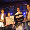 Kailash Kher poses with Amitabh Bachchan during the release of his new album "Kailasha Rangeele"