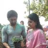 Farhan Akhtar plants a tree with Shaina NC