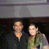 Suniel Shetty with Mana Shetty at Ritesh & Genelia Sangeet ceremony at Hotel TajLands End in Mumbai