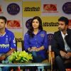 Shilpa Shetty and Rahul Dravid during the unveiling of the Rajasthan Royals Jersey at JW Marriott Hotel in Mumbai