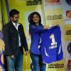 Shilpa Shetty and Rahul Dravid during the unveiling of the Rajasthan Royals Jersey at JW Marriott Hotel in Mumbai