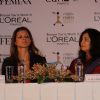 Sonam Kapoor gestures during the unveiling of trophy of Loreal Paris Femina Women Awards in Mumbai