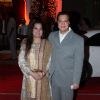 Lalit Pandit with wife at Bappa Lahiri and Taneesha Verma Wedding Reception