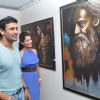 Payal Rohatgi with wrestler Sangram Singh inaugurates Art Exhibition at Coomaraswamy Hall