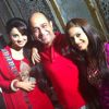 Dimple and Adaa with SP Lalwani on sets of Amrit Manthan