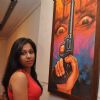 Singer Annie Chatterjee promoting upcoming film BANDOOK at a Painting Exhibition