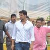 Rajesh Khanna's son-in-law and actor Akshay Kumar arrives to speak to the media in Mumbai