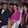 Bollywood actress Malaika Arora with writers Shobhaa De and Chetan Bhagat at Mercedez Benz magazine anniversary issue launch in Crossword Mumbai .