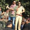 The star cast of film ''Chakravyuh", at a promotional event at Hindu College, Delhi University