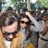 Bollywood actors Saif Ali with wife Kareena Kapoor leave for delhi